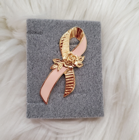 Nwot pink and gold tone Breast cancer awareness tac pin - Picture 2 of 7